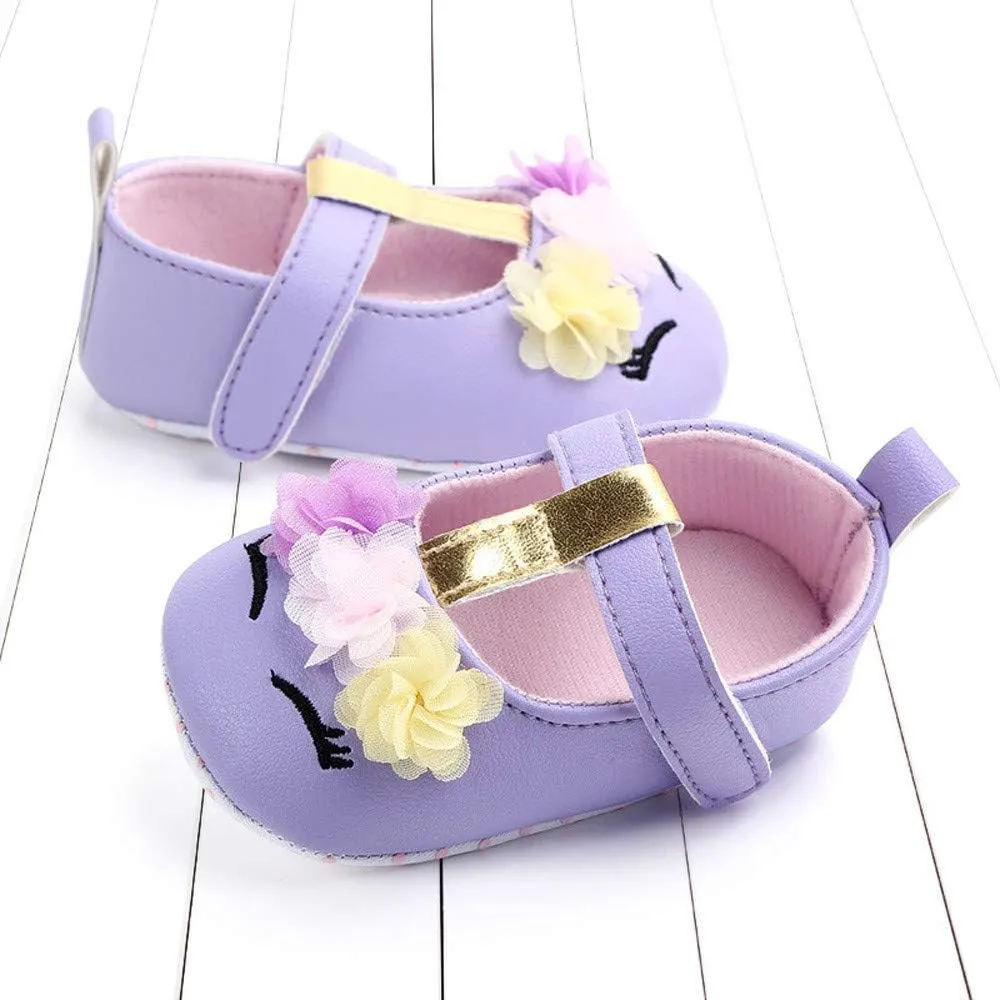 Baby Girl Shoes Soft Sole Floral 0-15 Months Newborn Infant Mary Jane Flats Non-Slip Rubber Baptism Dresses Shoe
