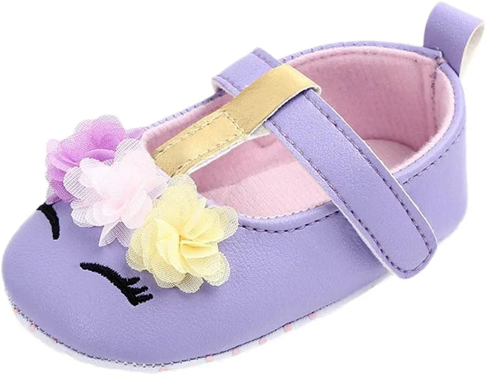 Baby Girl Shoes Soft Sole Floral 0-15 Months Newborn Infant Mary Jane Flats Non-Slip Rubber Baptism Dresses Shoe