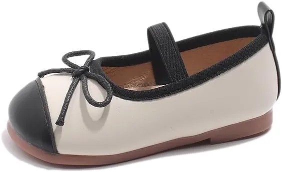Girls Mary Jane Bow Dress Shoes  Soft Sole Flats for School, Party & Weddings