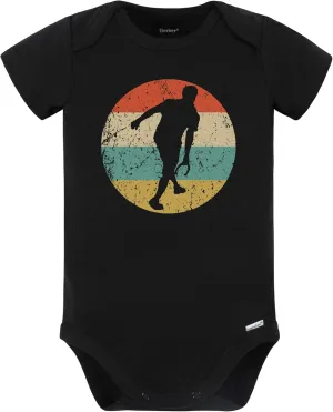 Man Playing Horseshoes Silhouette Retro Horseshoes Baby Bodysuit (Black)