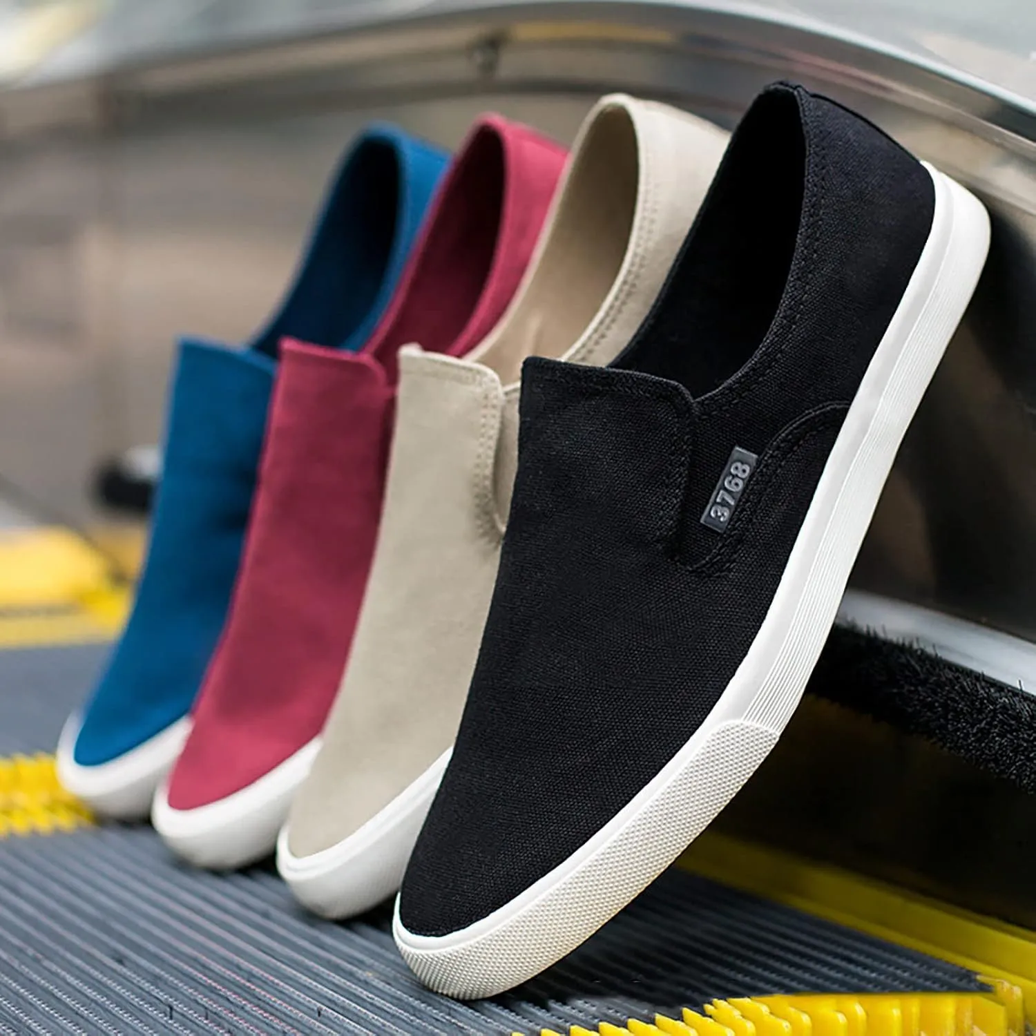 Mens Slip On Sneakers Lightweight Breathable Non-Slip Walking Shoes Comfortable Canvas Sneaker for Work, RunningWalkingBusiness