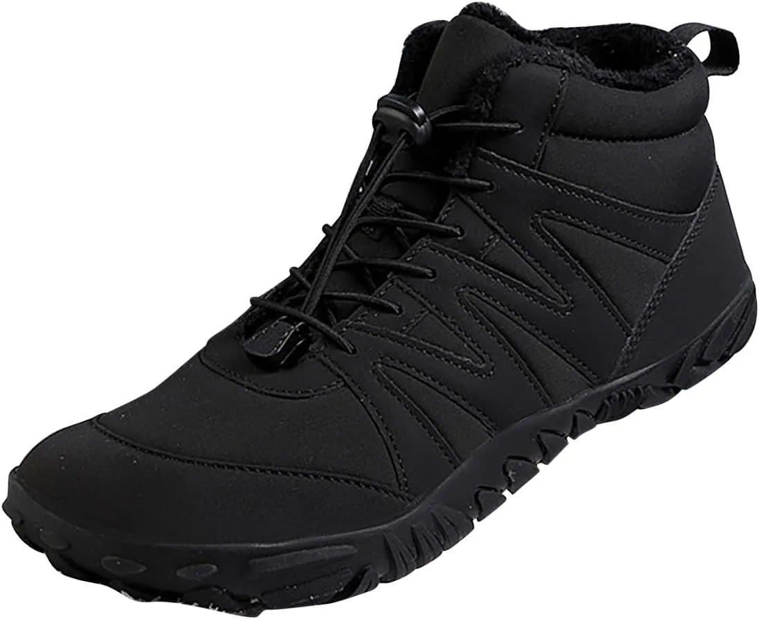 Mens Work Boots Soft Toe Hiking Sneakers Shoes Warm Fur Lined Women's Workout Shoes Nonslip Lightweight Outdoor Botas Mid Ankle Work Casual Hike Grounded Footwear