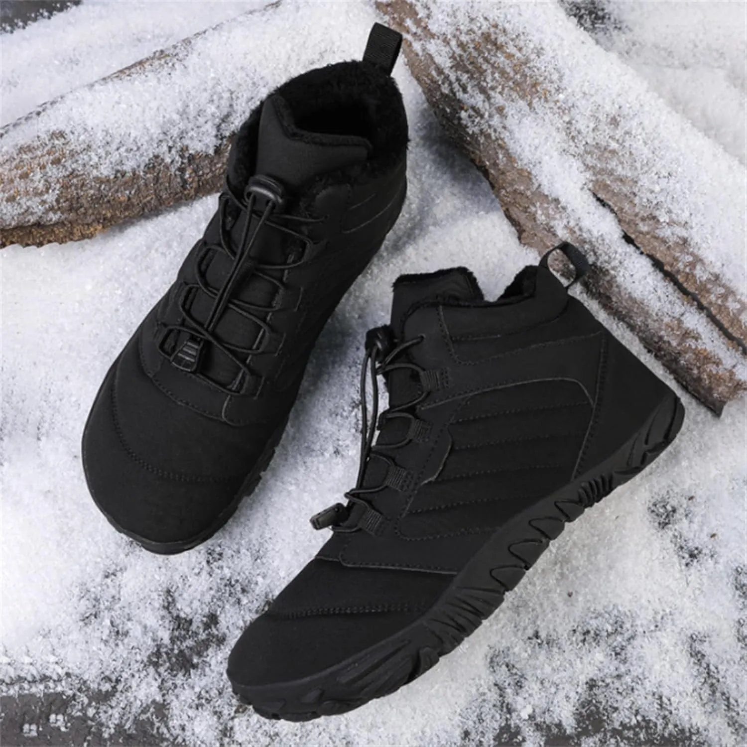 Mens Work Boots Soft Toe Hiking Sneakers Shoes Warm Fur Lined Women's Workout Shoes Nonslip Lightweight Outdoor Botas Mid Ankle Work Casual Hike Grounded Footwear