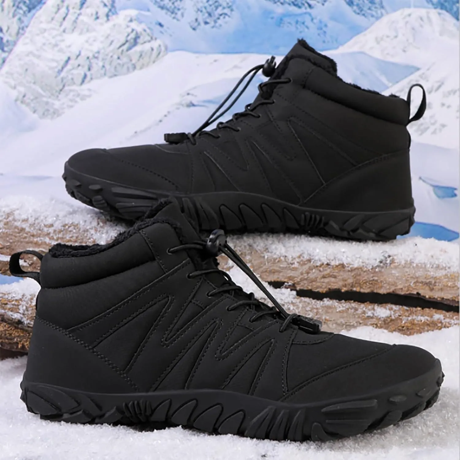 Mens Work Boots Soft Toe Hiking Sneakers Shoes Warm Fur Lined Women's Workout Shoes Nonslip Lightweight Outdoor Botas Mid Ankle Work Casual Hike Grounded Footwear