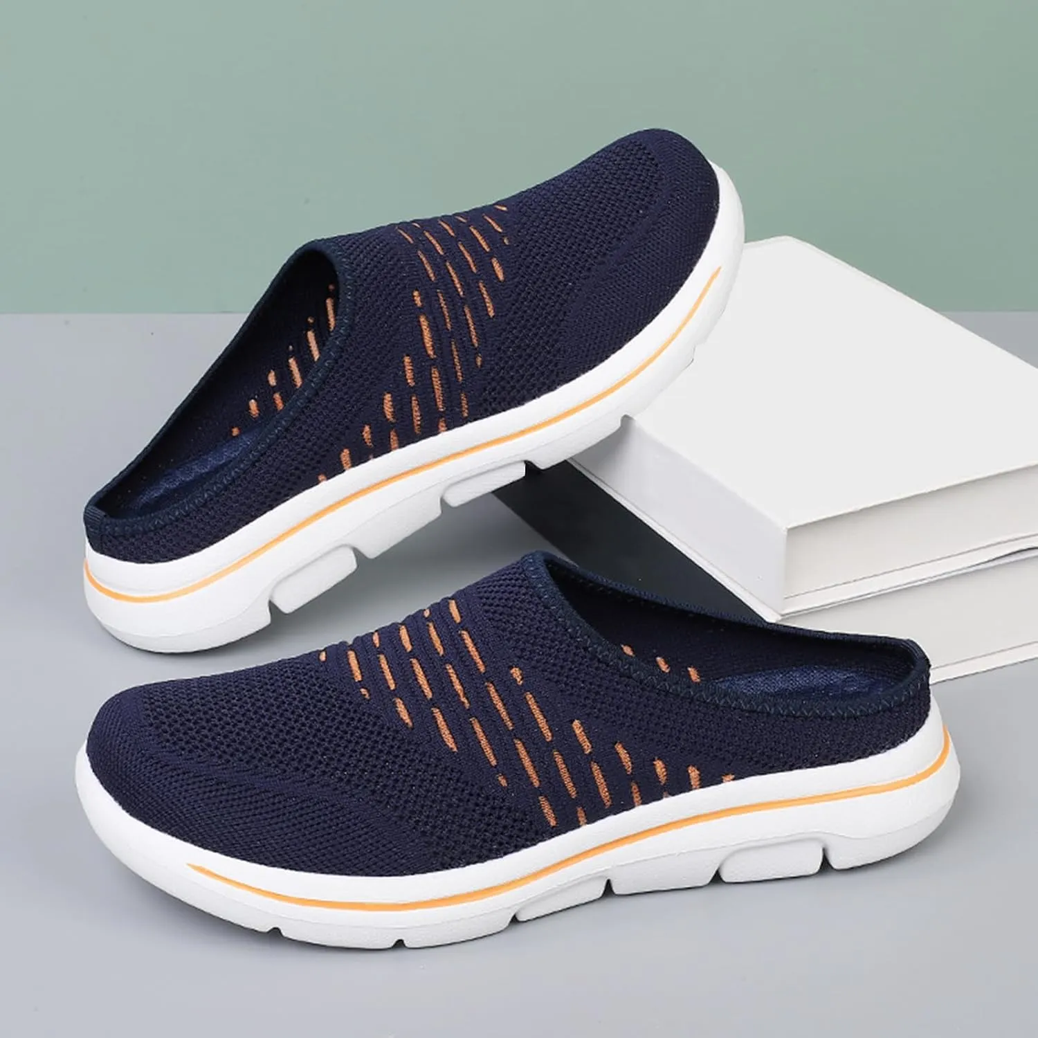 Mmoneyake Slip On Mules & Clogs for Womens Mens Lightweight Open Back Shoes Comfort Walking Shoes Breathable Slippers Slides Arch Support Closed Toe Sandals Backless Low Wedge Slip On Shoes