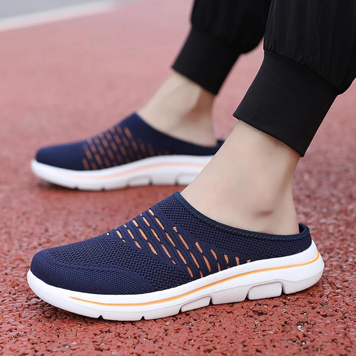 Mmoneyake Slip On Mules & Clogs for Womens Mens Lightweight Open Back Shoes Comfort Walking Shoes Breathable Slippers Slides Arch Support Closed Toe Sandals Backless Low Wedge Slip On Shoes
