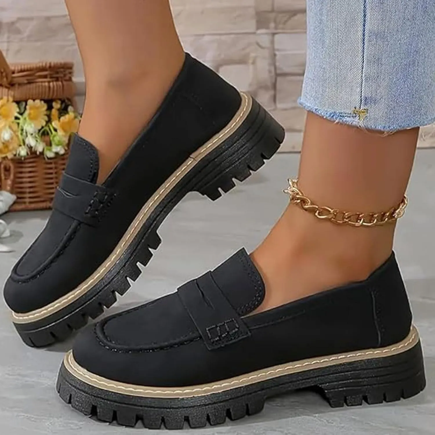 Orthoture Womens Shoes, Orthoture Orthopedic Platform Loafers, Orthoture Wide Toe Lightweight Non-Slip Casual Flat Shoes (Brown,6)