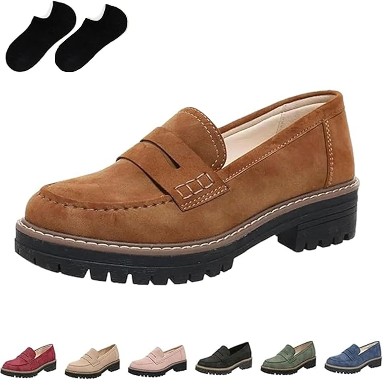 Orthoture Womens Shoes, Orthoture Orthopedic Platform Loafers, Orthoture Wide Toe Lightweight Non-Slip Casual Flat Shoes (Brown,6)