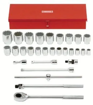 Proto 55104 Torqueplus 12-Point 3/4 in Drive Tool Socket Sets, 29 Piece (1 Set)