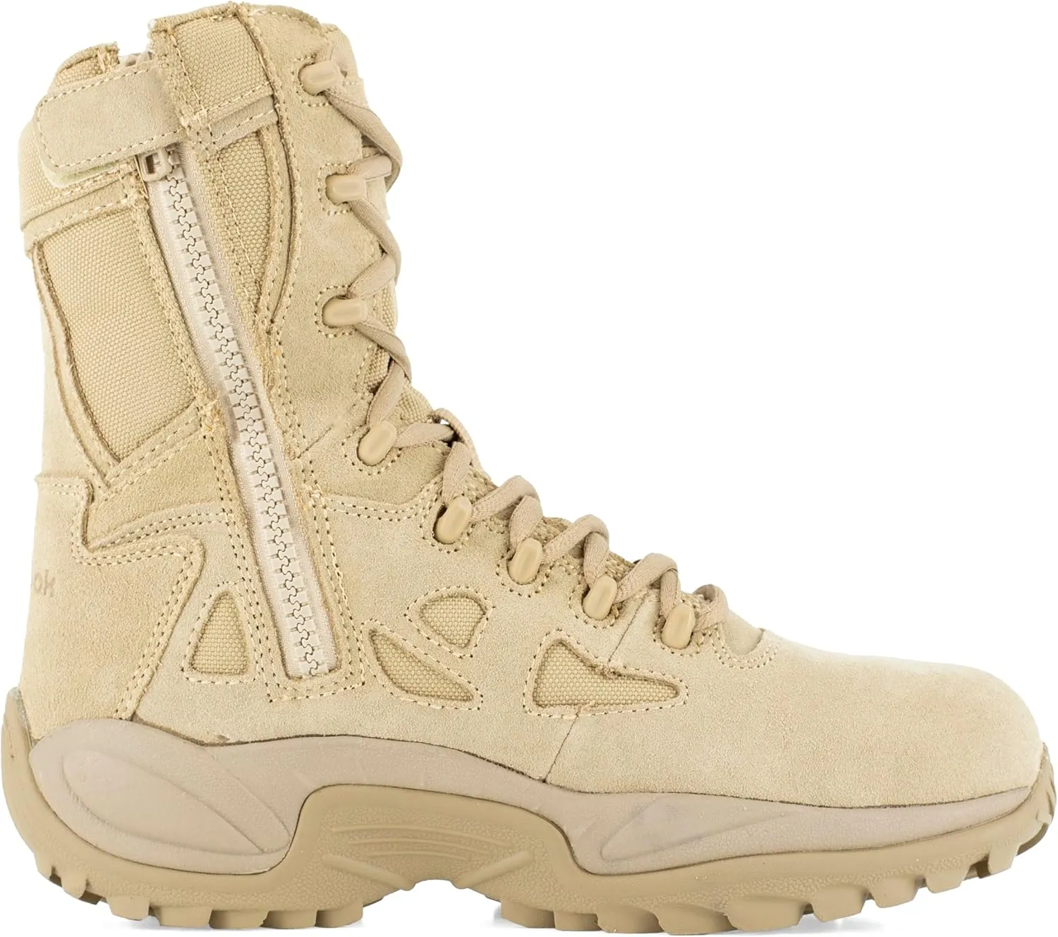 Reebok Men's Rapid Response Rb Safety Toe 8" Stealth Boot with Side Zipper Military & Tactical
