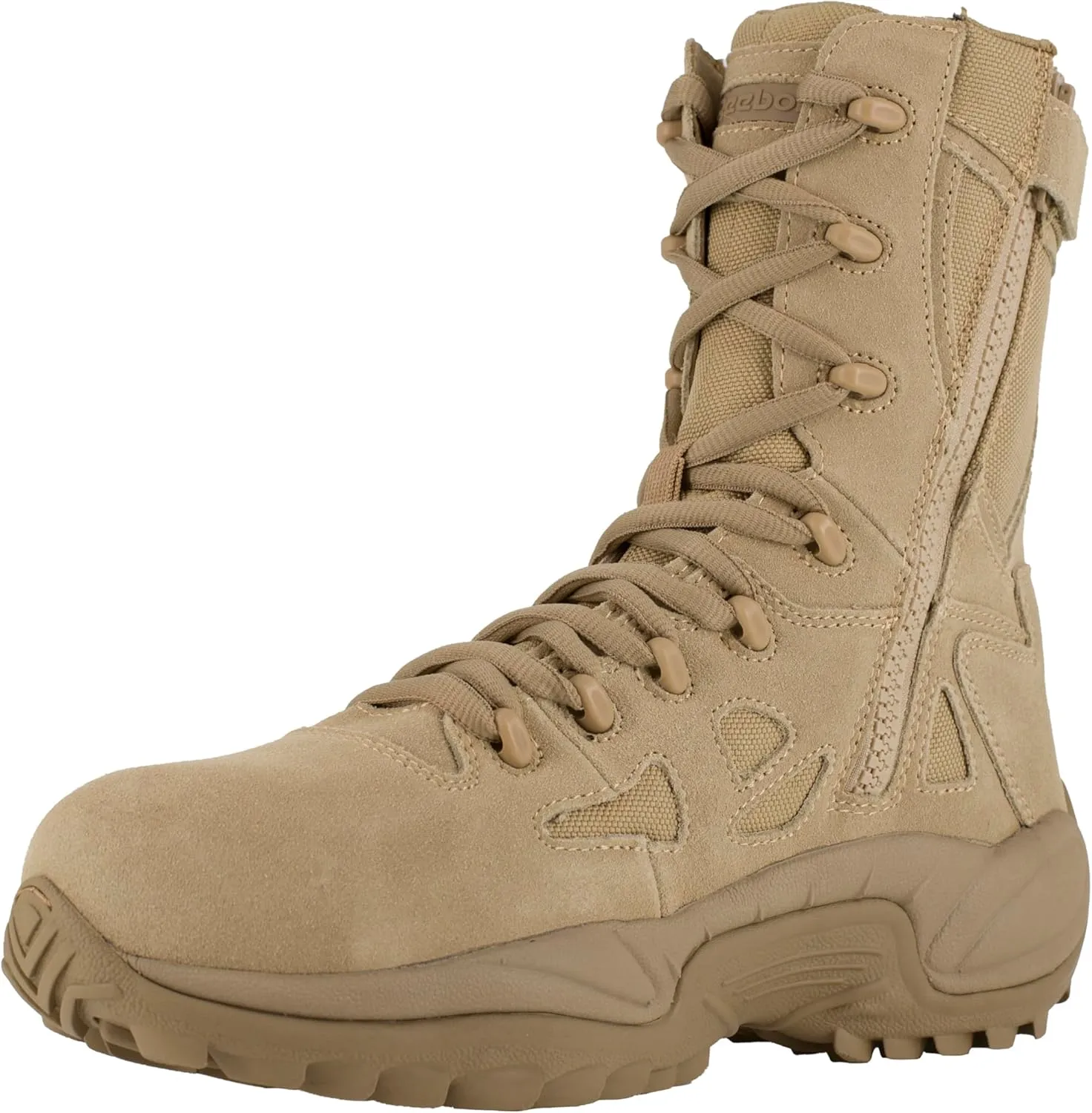 Reebok Men's Rapid Response Rb Safety Toe 8" Stealth Boot with Side Zipper Military & Tactical
