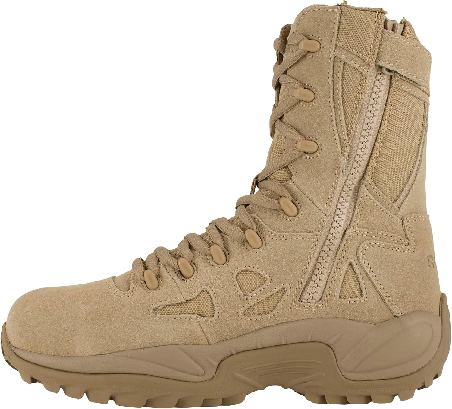 Reebok Men's Rapid Response Rb Safety Toe 8" Stealth Boot with Side Zipper Military & Tactical