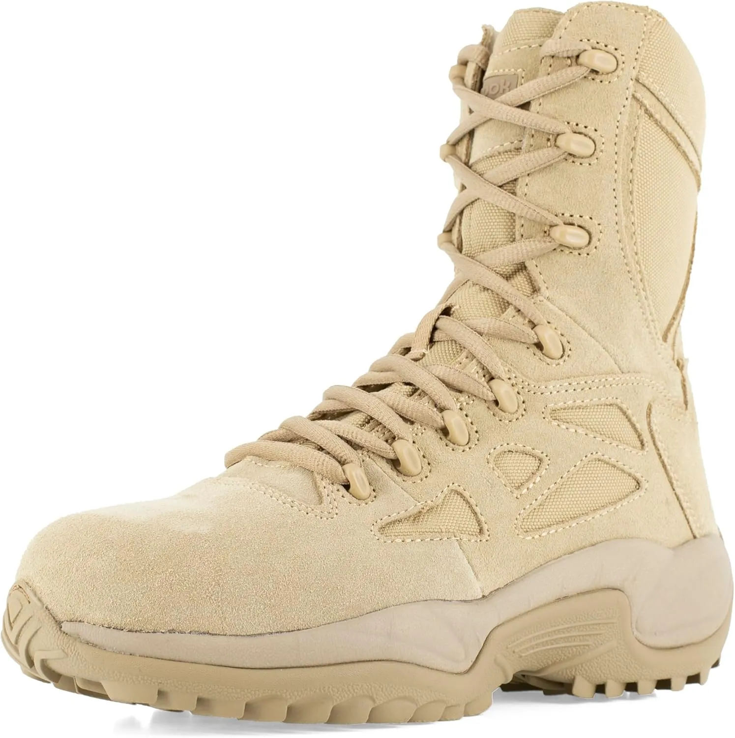 Reebok Men's Rapid Response Rb Safety Toe 8" Stealth Boot with Side Zipper Military & Tactical