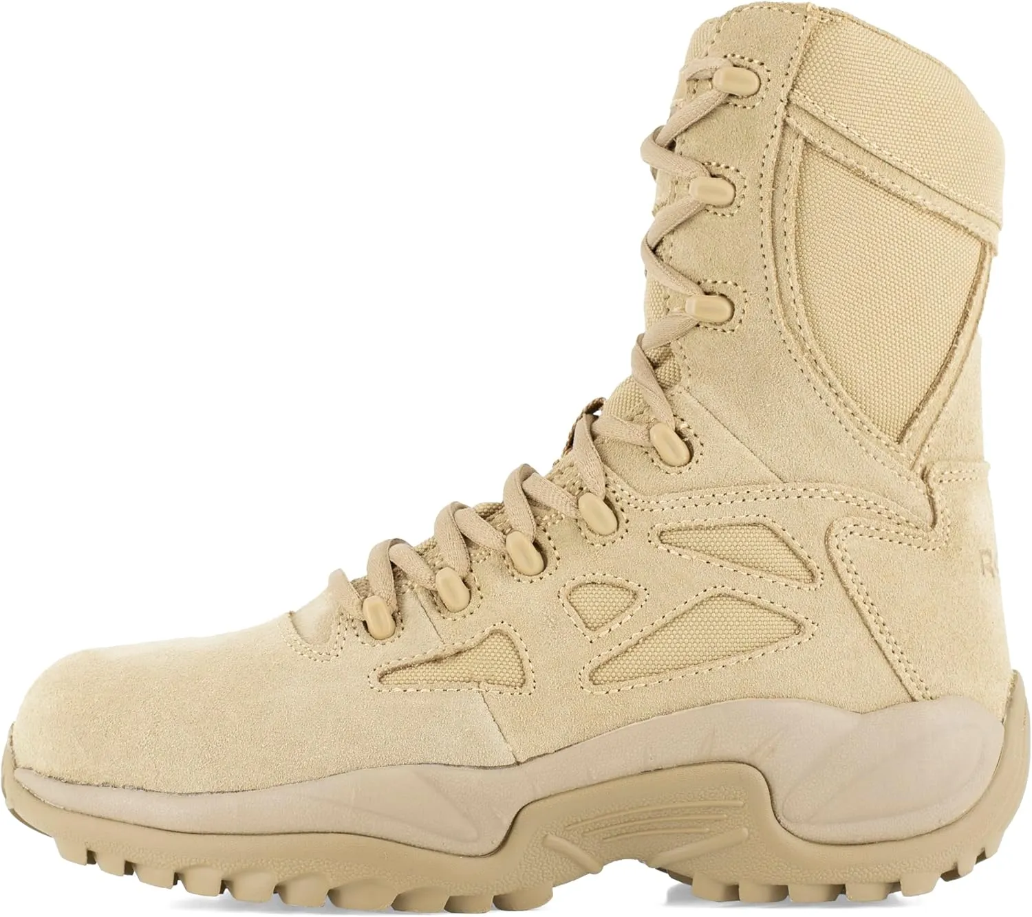 Reebok Men's Rapid Response Rb Safety Toe 8" Stealth Boot with Side Zipper Military & Tactical
