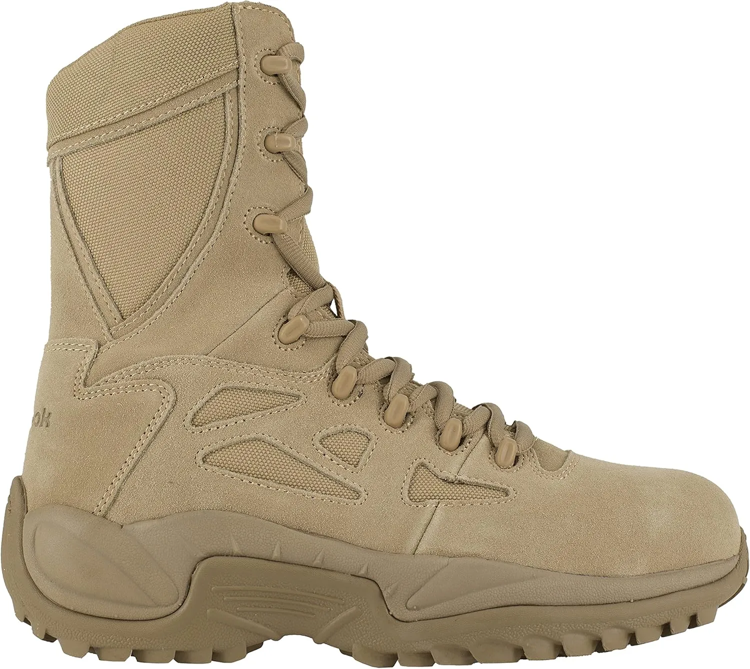 Reebok Men's Rapid Response Rb Safety Toe 8" Stealth Boot with Side Zipper Military & Tactical