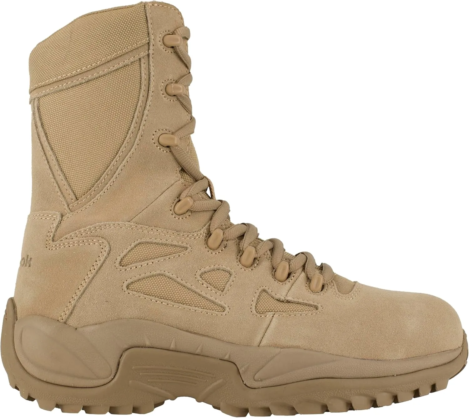 Reebok Men's Rapid Response Rb Safety Toe 8" Stealth Boot with Side Zipper Military & Tactical