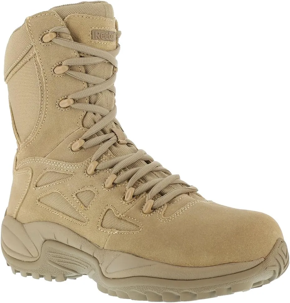 Reebok Men's Rapid Response Rb Safety Toe 8" Stealth Boot with Side Zipper Military & Tactical