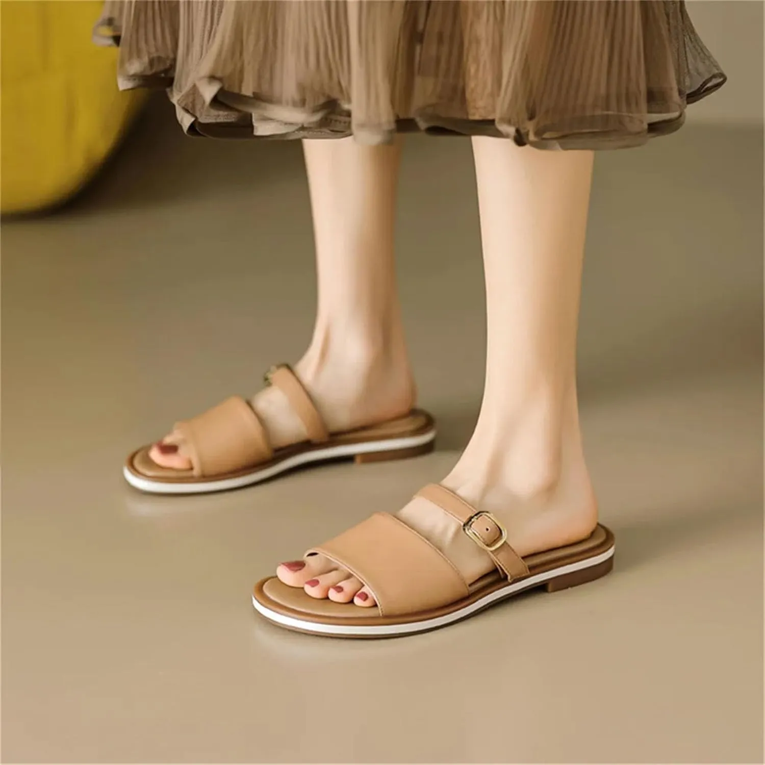 Women's Genuine Leather Flats - Summer Comfort Casual, Outdoor Leisure Slippers