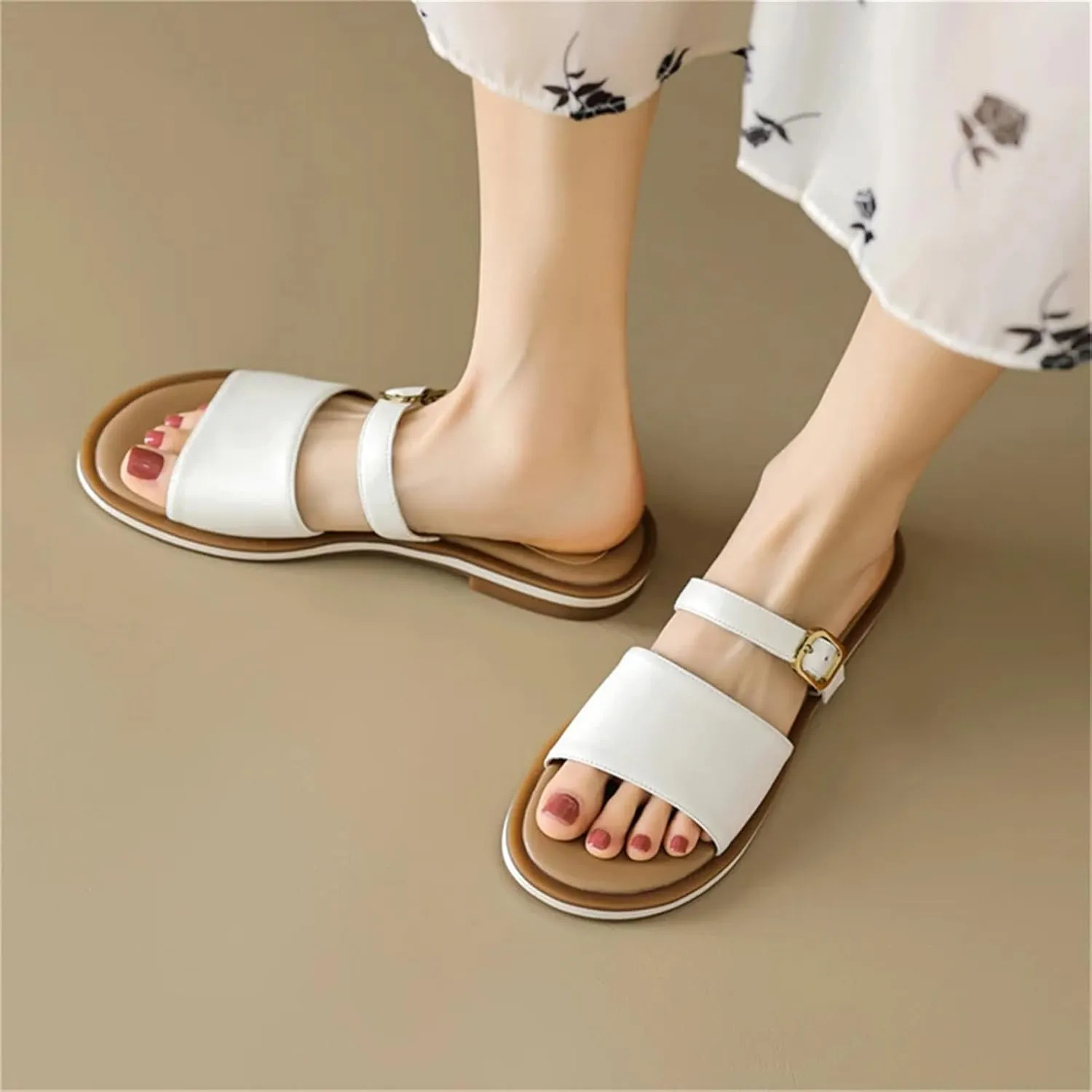 Women's Genuine Leather Flats - Summer Comfort Casual, Outdoor Leisure Slippers