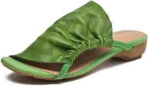 Women's Leather Hollow Flats - 2.5cm Peep Toe Summer Mary Jane Slippers