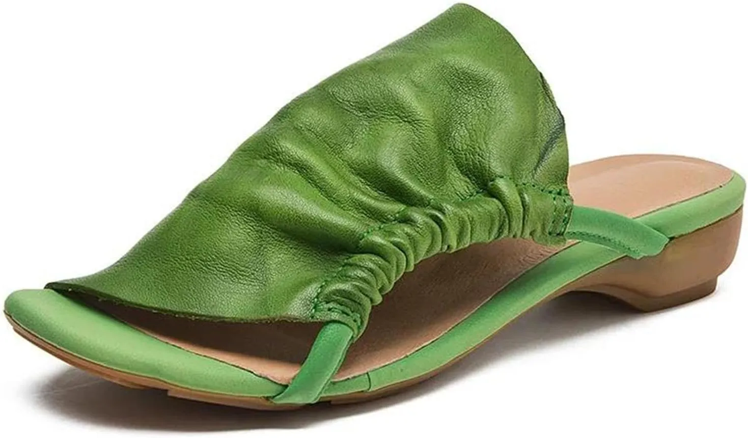 Women's Leather Hollow Flats - 2.5cm Peep Toe Summer Mary Jane Slippers